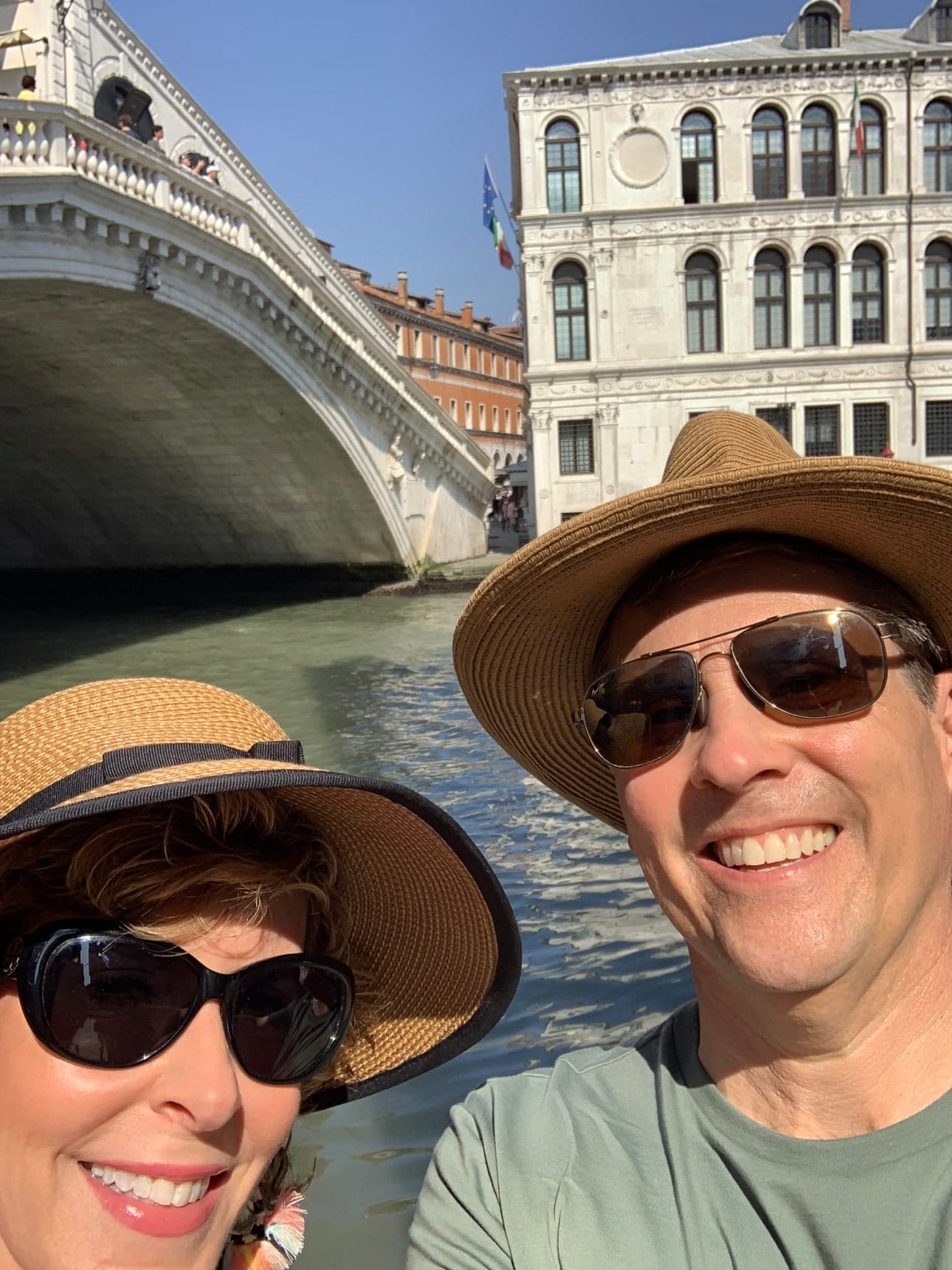 man and woman selfie in venice