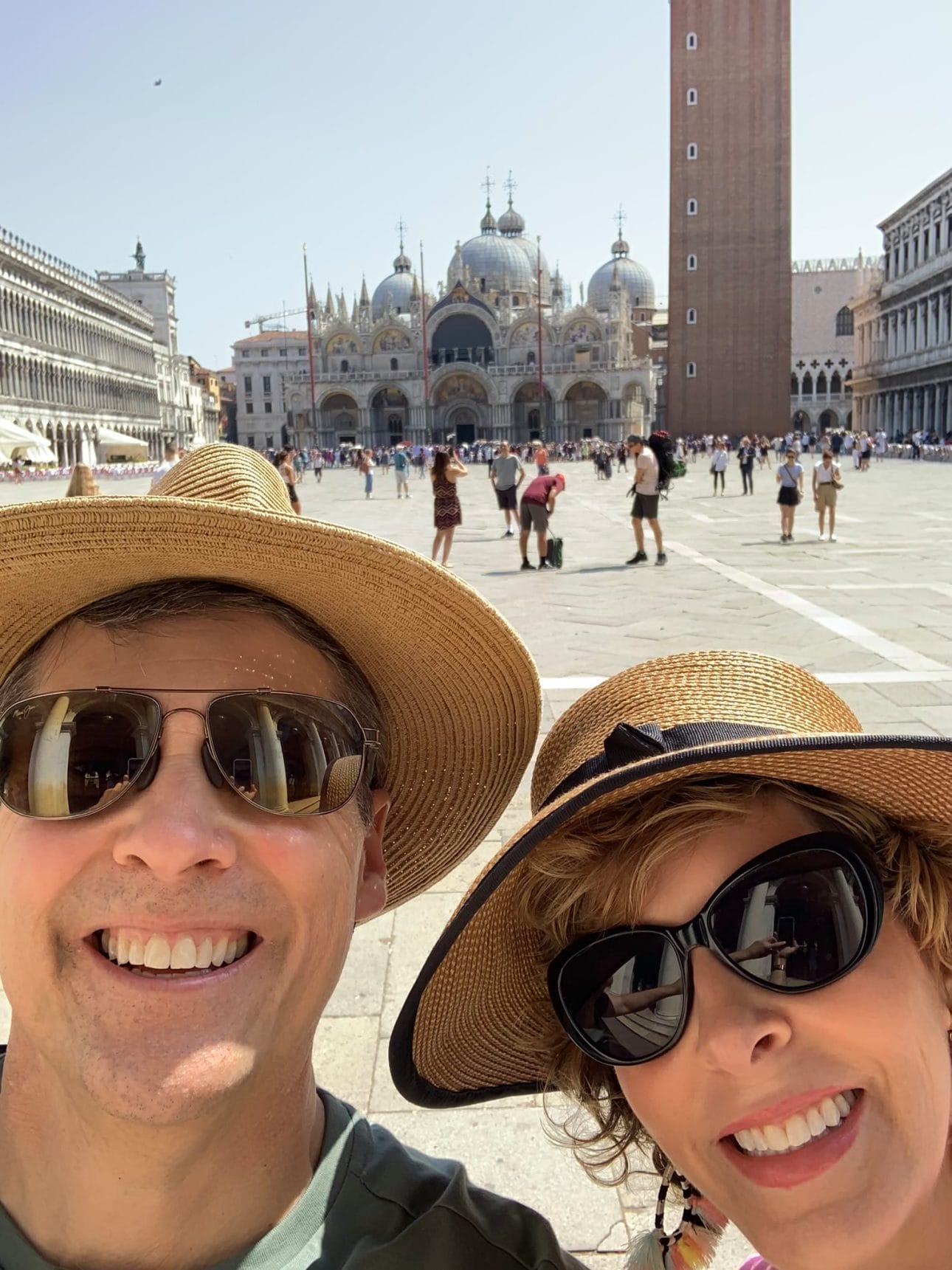 couple in a selfie at st marco square in venice