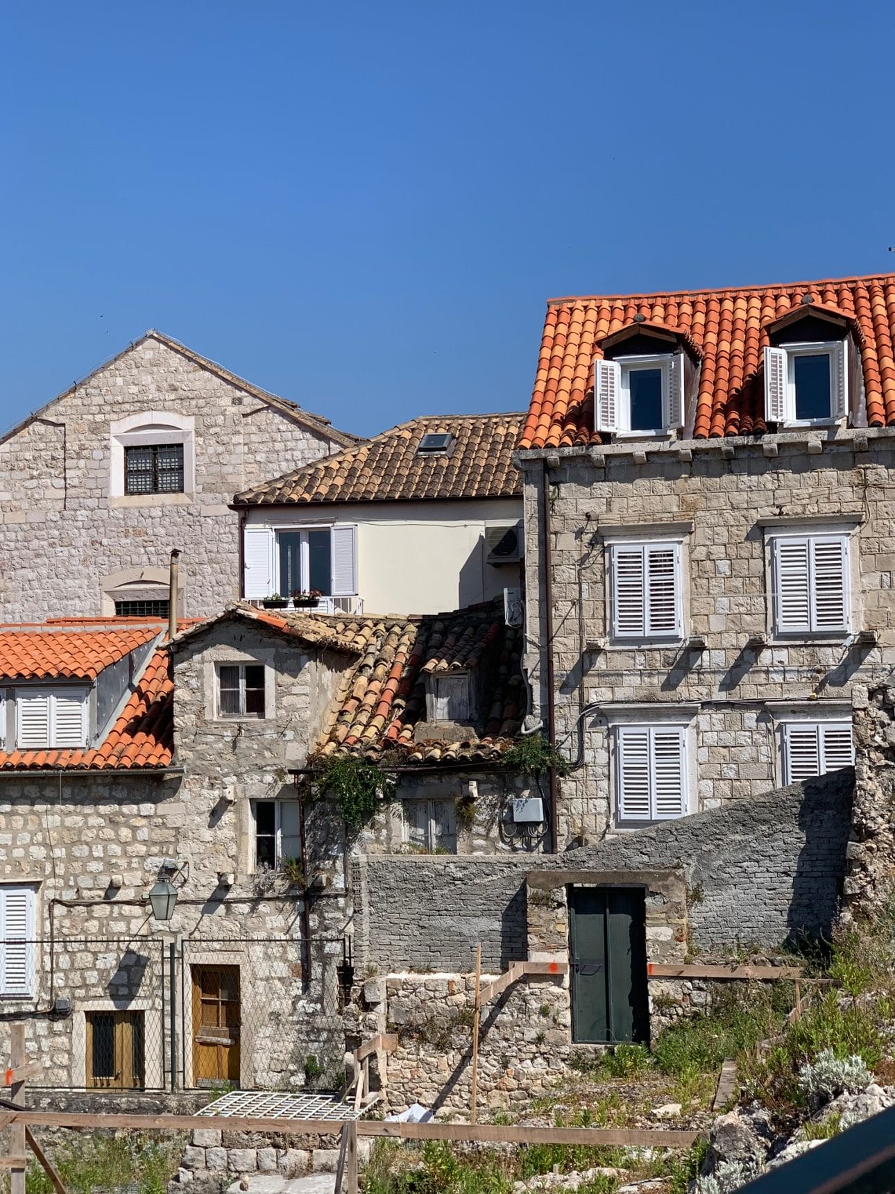 view of the roofs within the old town city walls in dubrovnik croatia