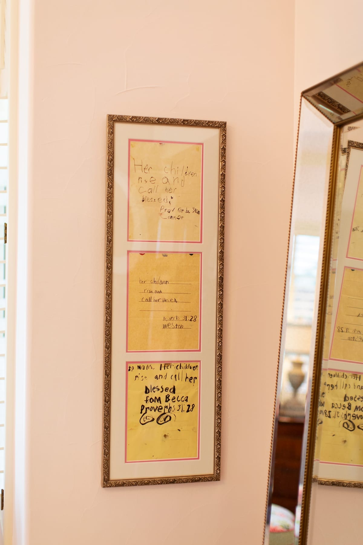 framed set of three bible verses handwritten