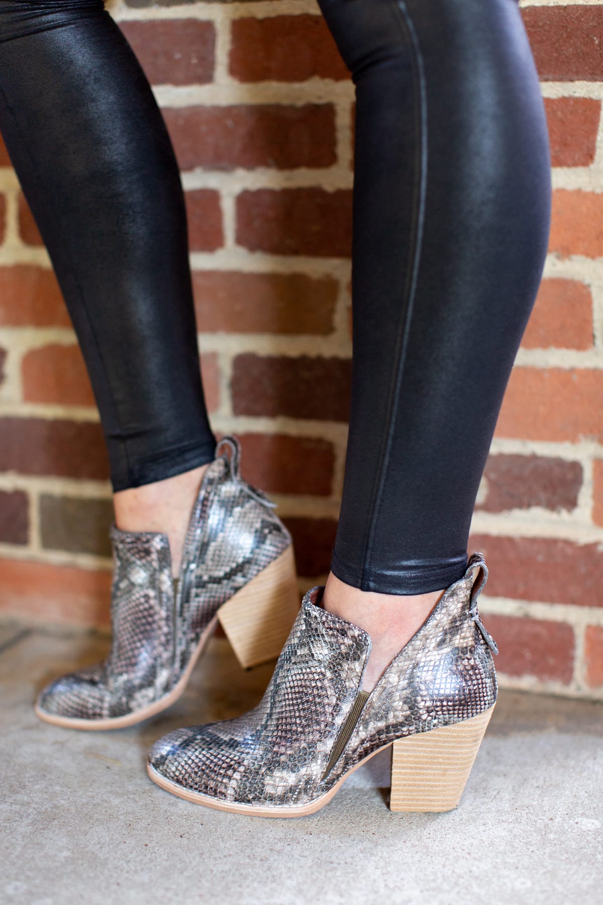 womens snake print booties