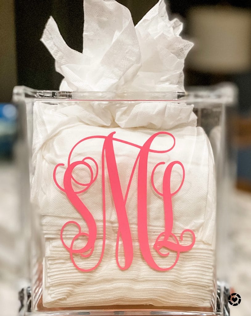 acrylic monogrammed tissue holder