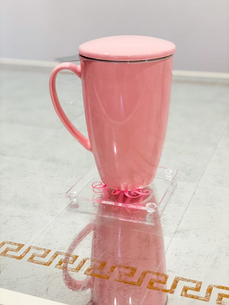 pink tea infuser mug