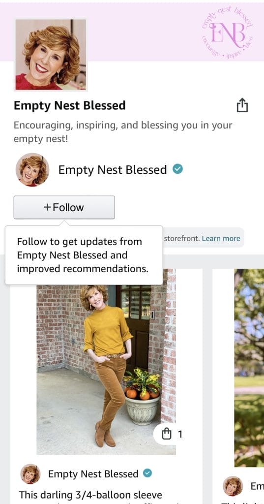 Empty Nest Blessed Amazon page