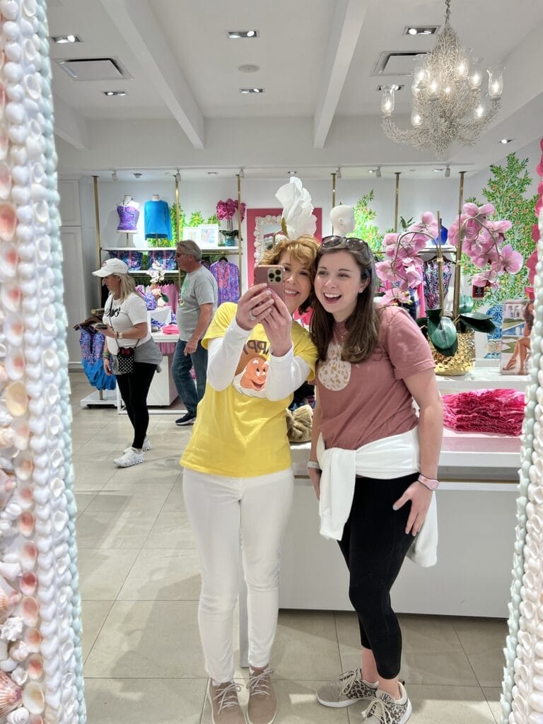 two women taking a Selfie at the Lilly Pulitzer store in Disney Springs