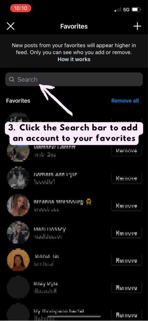 how to add accounts to favorites on instagram