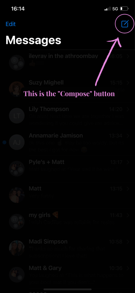compose button iMessage