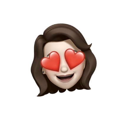 memoji of brown haired woman with heart eyes