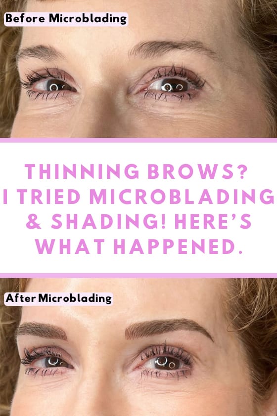 eyes of women over 50 showing microblading and shading before and after treatment