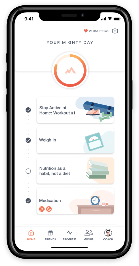 mighty health app your mighty day landing page