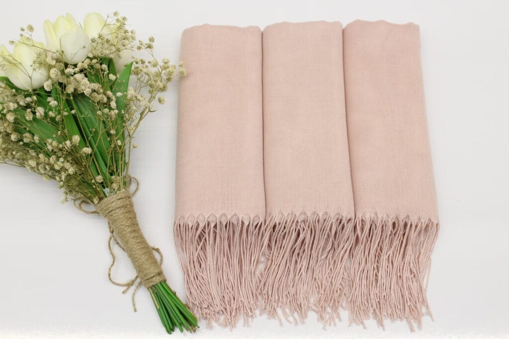 blush pashminas for baby shower party favors
