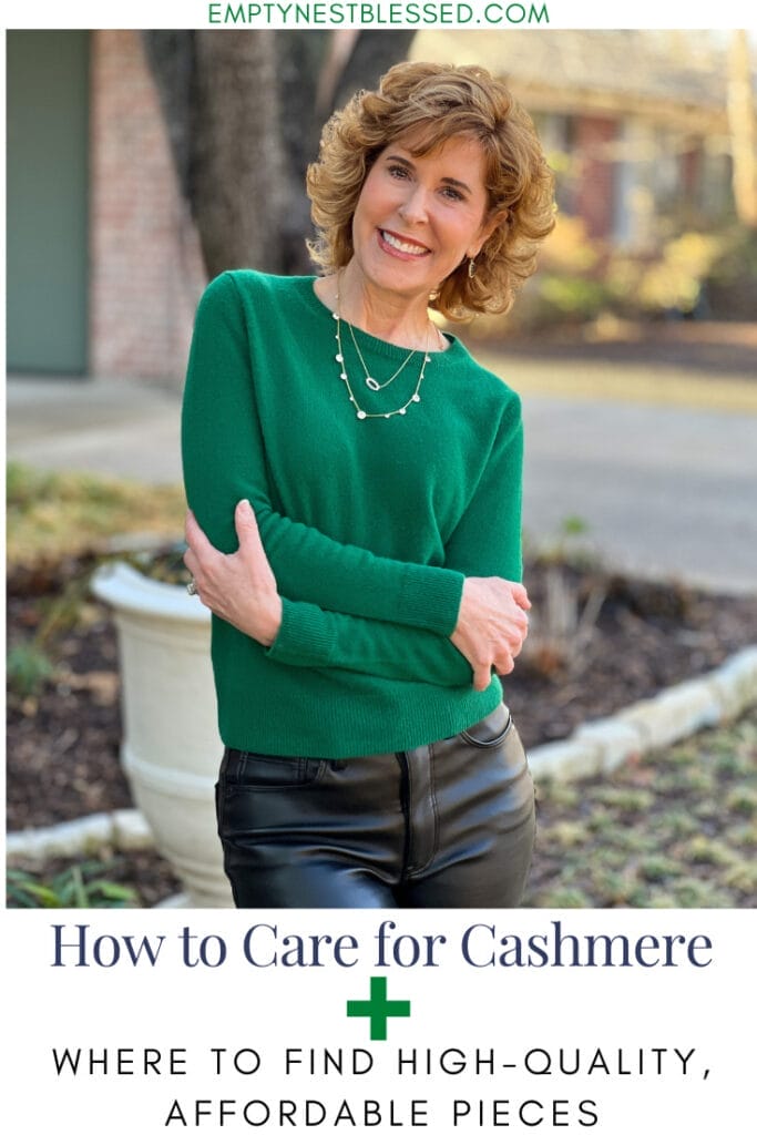 pinterest pin for post about how to care for cashmere