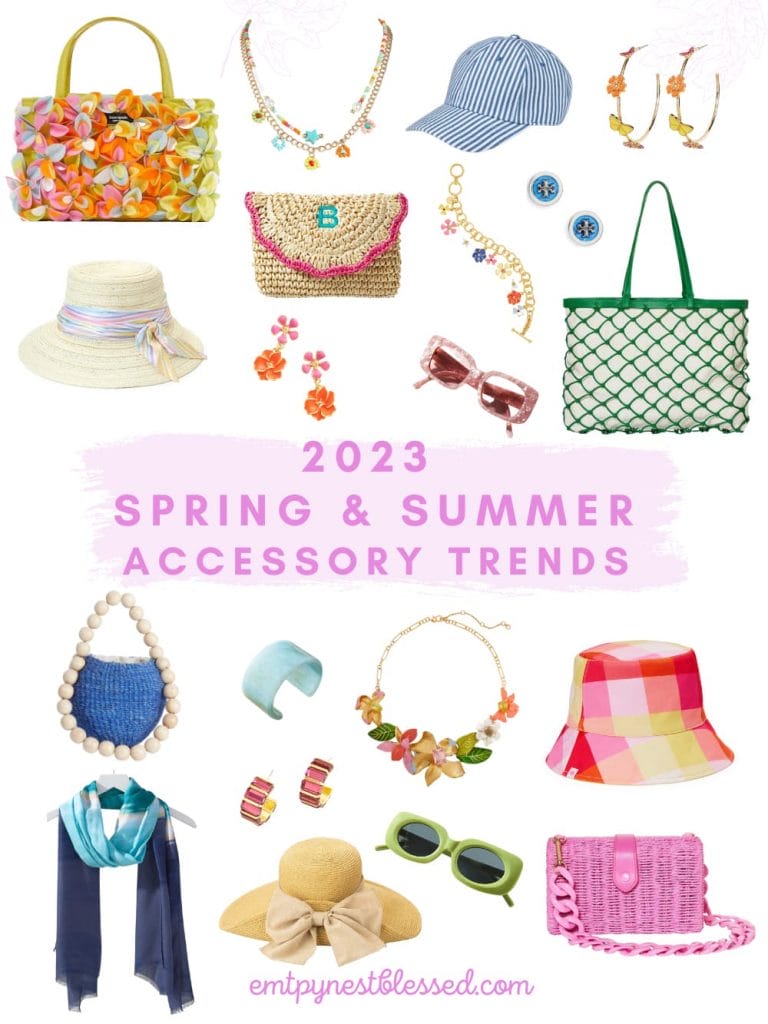 colorful collage of 2023 spring & summer accessories