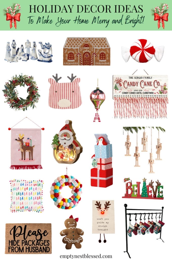 Collage of Holiday decor ideas to make your home merry and bright.