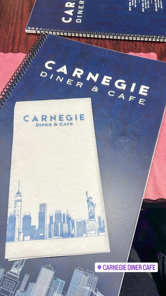 menu from carnegie diner in nyc