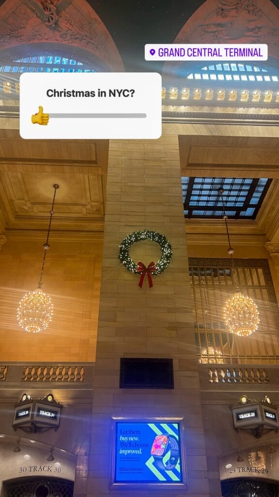 interior of grand central station in nyc decorated for christmas