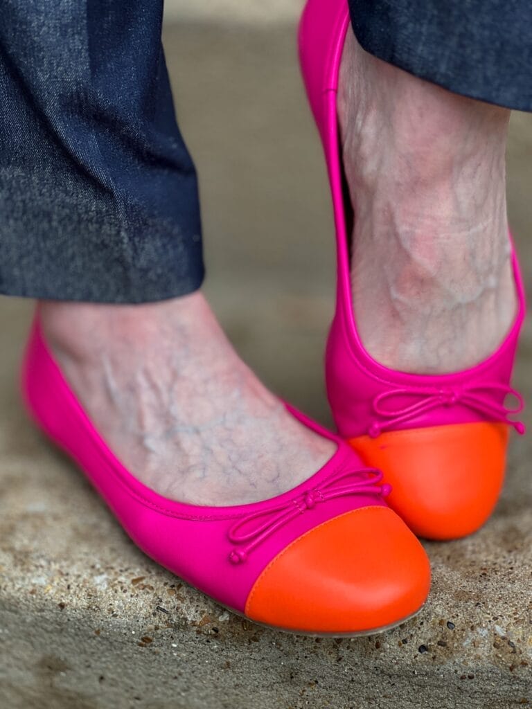 women's feet in talbots cap toe shoes