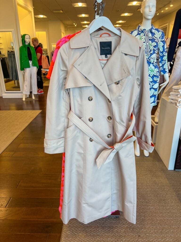 trench coat hanging in talbots