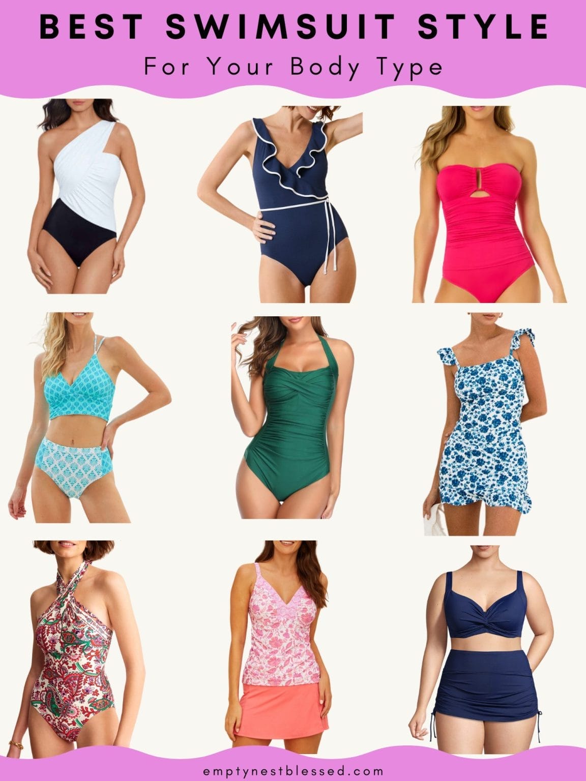 Collage of best swimsuit style for different body types