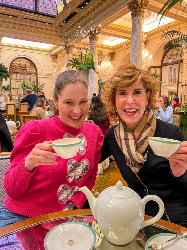 mother daughter enjoying tea at the plaza hotel in nyc