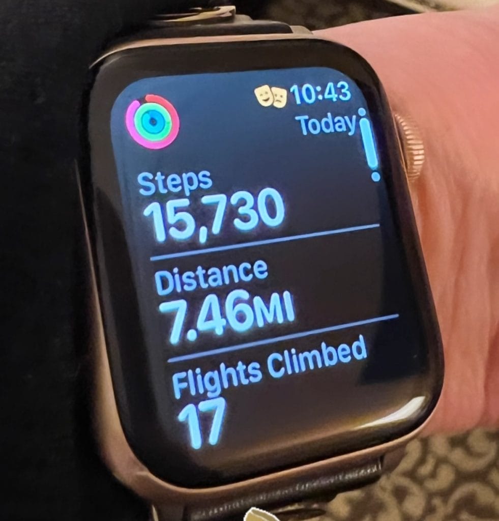 apple watch showing daily distance walked on spring trip to nyc