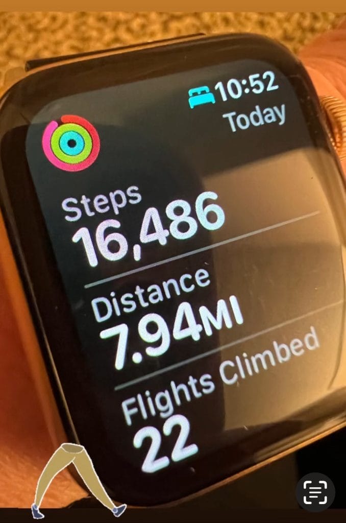 apple watch showing daily distance walked on spring trip to nyc
