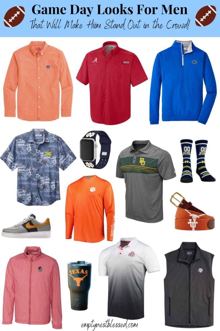 Collage of game day looks for men